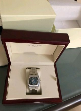 RARE LONGINES CONQUEST ELECTRONIC HYBRID RARE GREEN BLUE DIAL MENS (box) 5