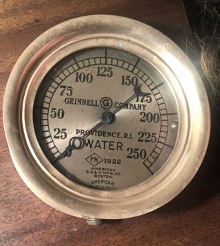 Antique Vintage 1922 Brass Grinnell Fire Gauge Sprinkler Water Steampunk Bourdon