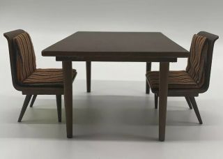 Vtg Mattel Modern Mid - Century Doll Furniture Dining Table And Chairs Number 805