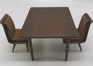 Vtg Mattel Modern Mid - century Doll Furniture Dining Table And Chairs Number 805 2