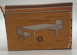 Vtg Mattel Modern Mid - century Doll Furniture Dining Table And Chairs Number 805 8