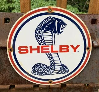 Vintage Shelby Porcelain Gas Service Station Pump Plate Sign