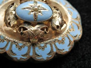 Fine Antique Victorian Gold & Enamel Seed Pearl Brooch Pendant. 3