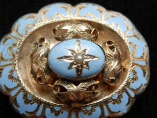 Fine Antique Victorian Gold & Enamel Seed Pearl Brooch Pendant. 4