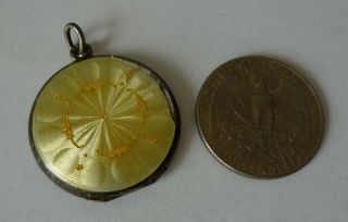 Vintage Antique Sterling Silver Enamel Guilloche Yellow Locket Russian 84