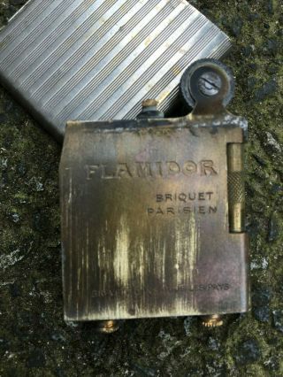 Vintage Old Flamidor Briquet Parisien Cigarette Lighter,  Husson Paris.  (Empty). 3