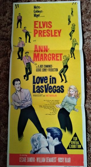 Elvis Love In Las Vegas Vintage Australian Daybill Movie Poster 1964