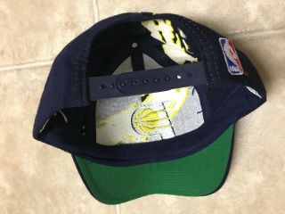 Vintage 90s Indiana Pacers Logo Athletic Paint Splash Snapback Hat NBA WOOL Blue 4