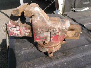 Vintage Starrett Bench Vise.  Model 015.  Pipe Grips.  Tools.  Garage