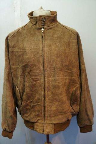 Vintage Distressed Polo By Ralph Lauren Leather Suede Bomber Jacket Size Xl