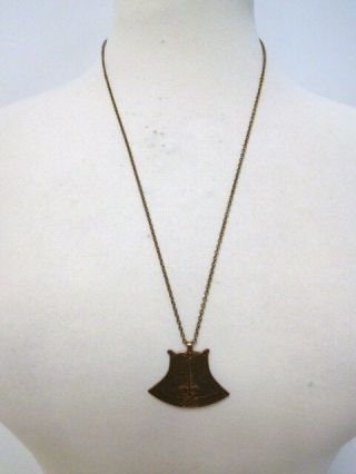 Kalevala Koru Finland: Vintage Bronze Pendant / Chain.  Finnish Kuusamo series. 7
