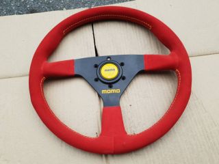 Rare Momo 1989 Steering Wheel 350mm Rewrap Red Suede Leather Honda Nissan