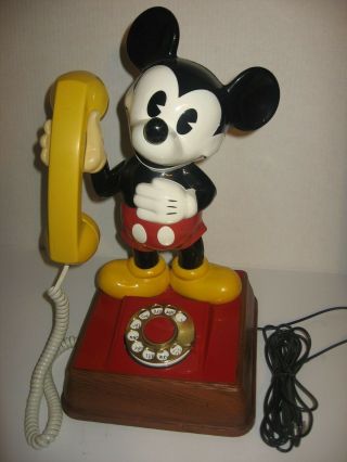 Vintage Disney Mickey Mouse Rotary Telephone Phone 15 " Tall Great