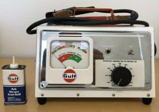 Vtg Gulf Gas Oil Battery Tester Rare G - 500 (oil Can Sign)