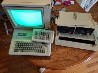 Apple Iie Computer,  Monitor,  Floppy Disk Drives,  Printer Num Keyboard Vintage