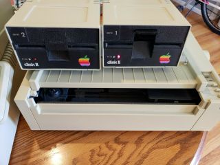 Apple IIe Computer,  Monitor,  Floppy Disk Drives,  Printer Num Keyboard Vintage 3