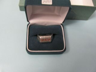 Men ' s Coca Cola RING with three red stones.  Non Silver.  See pictures.  Item 6749 5