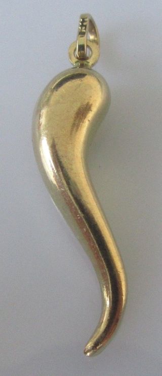 Vintage 9ct Yellow Gold Plain Hollow (1.  1g) Horn Of Plenty Pendant