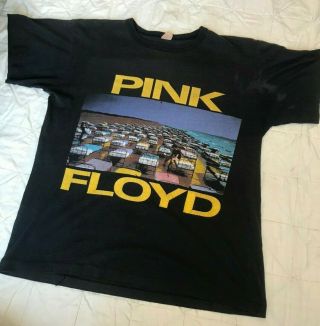 Vtg 1987 Pink Floyd World Tour Shirt Sz L Black Concert 50/50 Made In Usa