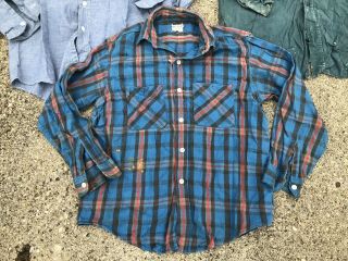 5 VTG 50s 60s Workwear Shirts Flannel Big Yank Chambray Montgomery Ward Sears 2