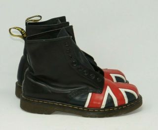 Vintage Dr Marten Black Leather Boot British Flag Union Jack Mens Us 11
