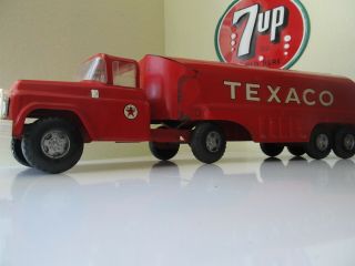 Vintage Buddy L Texaco Gas Oil Tanker Truck & Trailer Pressed Steel Toy Usa