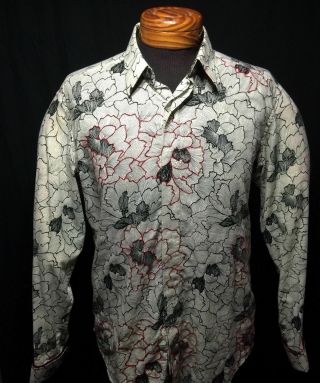 Robert Graham Stunning Floral Embroidered Cuff Links Rare Mens Shirt XL 5