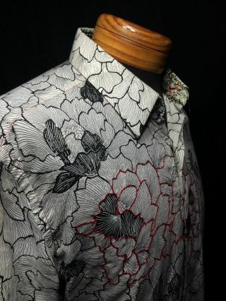 Robert Graham Stunning Floral Embroidered Cuff Links Rare Mens Shirt XL 7