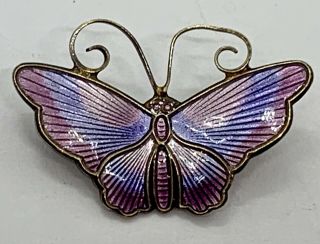 Vtg Signed David Andersen Norway Sterling Silver Enamel Butterfly Brooch Pin