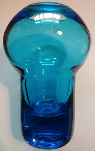 Vintage Mcm Greenwich Flint Craft Blue Glass Hand Blown Vase 7.  5 " T 1208