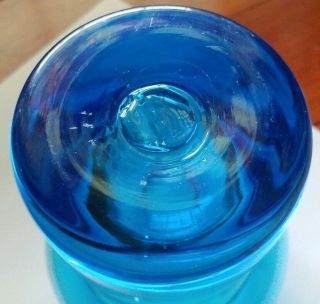 Vintage MCM Greenwich Flint Craft Blue Glass Hand Blown Vase 7.  5 