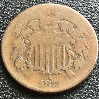 1872 Two Cent Piece 2c Rare Key Date Circulated Many Details 17933