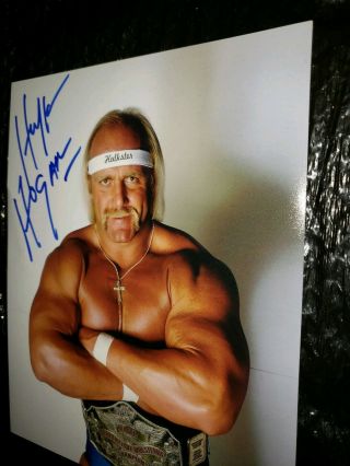 VINTAGE 1984 1985 WRESTLEMANIA HULK HOGAN SIGNED 8x10 PHOTO BLUE TRUNKS WWE WWF 7