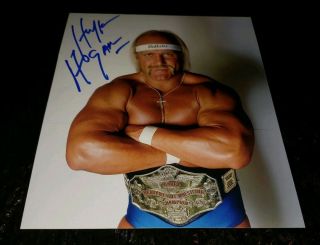 VINTAGE 1984 1985 WRESTLEMANIA HULK HOGAN SIGNED 8x10 PHOTO BLUE TRUNKS WWE WWF 8