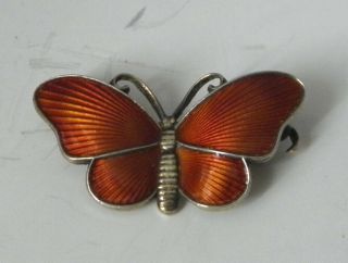 Vintage Sterling Silver Enamel Butterfly Pin By Ivar Holth Norway