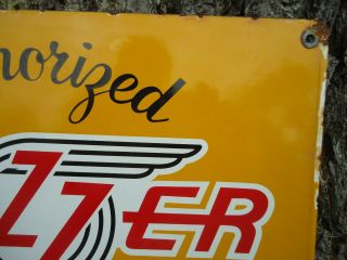 LARGE VINTAGE 1952 WHIZZER SALES AND SERVICE PORCELAIN SIGN 4