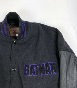 Vintage 1991 Batman DC Comics Wool Leather Varsity Jacket Men’s L Embroidered 2