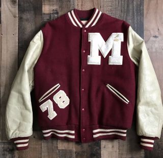 Menomonee Falls Milwaukee Braves Native Chief Size 42 Letter Man Jacket Vintage