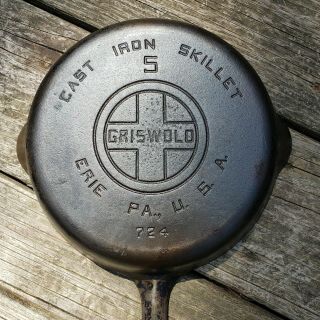 Vintage GRISWOLD Cast Iron SKILLET Frying Pan 5 LARGE BLOCK LOGO 3