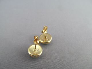 VINTAGE OLD PAWN 14K YELLOW GOLD ROUND CABOCHON TURQUOISE PIERCED STUD EARRINGS 5