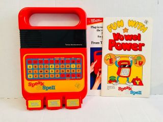 Vintage 1980 Ti Speak And Spell With 3 Cartridges,  Box And Book