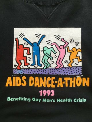Vintage Keith Haring ' Aids Dance - A - Thon 1993 ' Medium Crewneck Sweatshirt 2