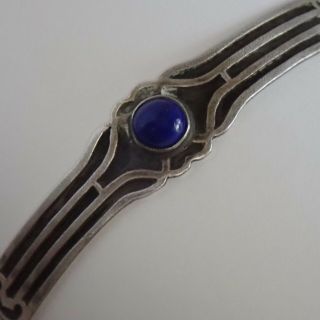 Antique Arts & Crafts Sterling Silver Lapis Lazuli Bangle Bracelet