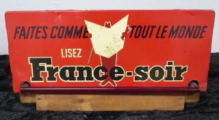 Vintage Neon Advertising Tin Sign France - Soir Store Window Counter Display