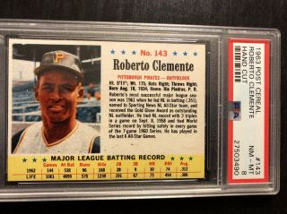 1963 Post Cereal Roberto Clemente 143 Psa 8 Rare.  Pop 18