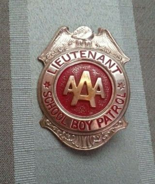 Vintage Aaa Triple A School Boy Safety Patrol Badge Lieutenant 1930s Grammes