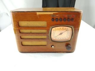 Vintage 1939 Pre - War Philco Wooden Am Tube Radio 39 - 7 Antique Table Top 30 