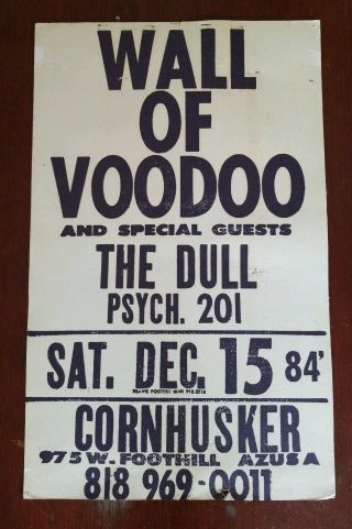Vintage Punk Boxing - Style Poster - Wall Of Voodoo 1984 L.  A.  22 " X14 "