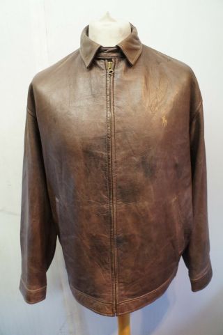 Vintage Distressed Polo By Ralph Lauren Leather Jacket Size M