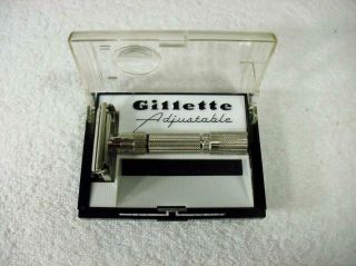 Vintage 1959 Gillette Fat Boy 1 - 9 Adjustable De Safety Razor E 2 W/case Minty
